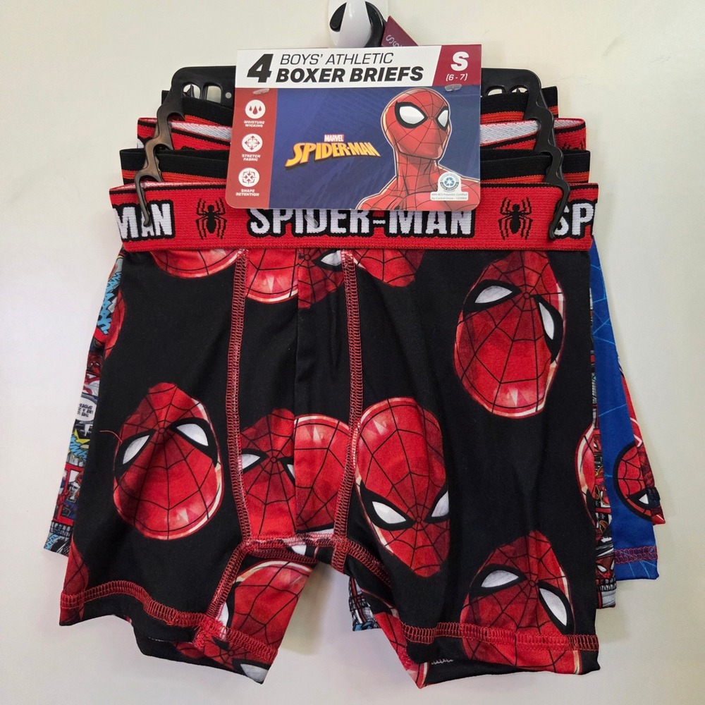 Marvel Spider-Man Boys Athletic Boxer Briefs 4-Pack Size S 6-7 New
